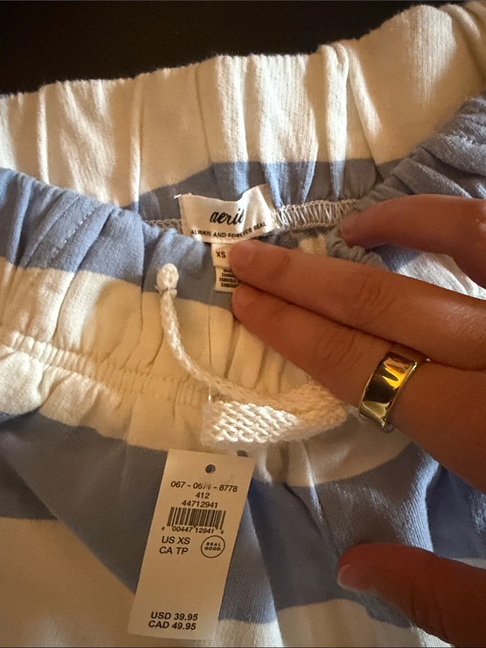 NWT Aerie Striped Poolside Terry Henley Sweatshirt & Shorts Lounge Set - Picture 7 of 9